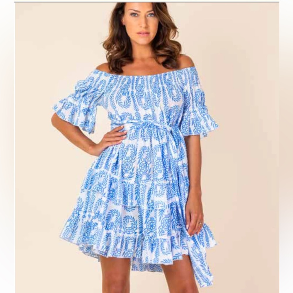 Vintage Ibiza Palma Tiered Off Shoulder Dress size S/M